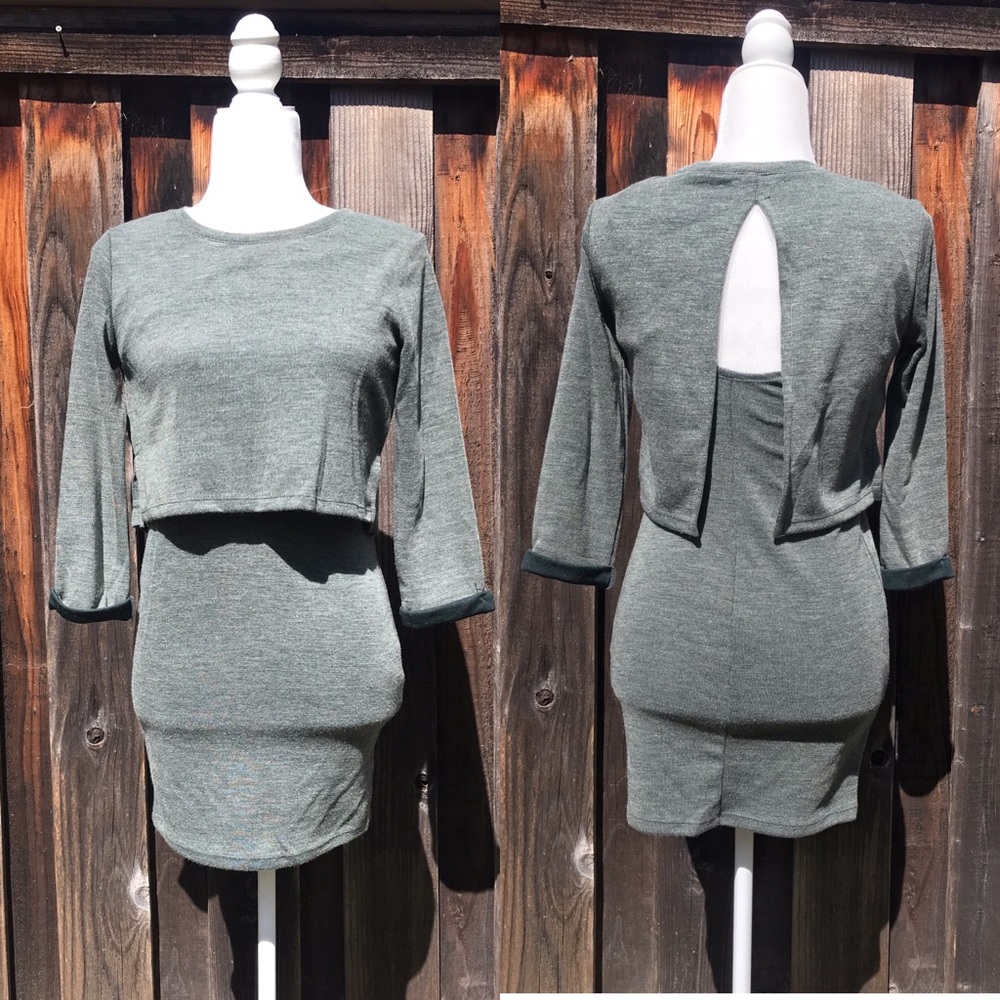 Forever 21 Dress, Olive/ Gray  with open back